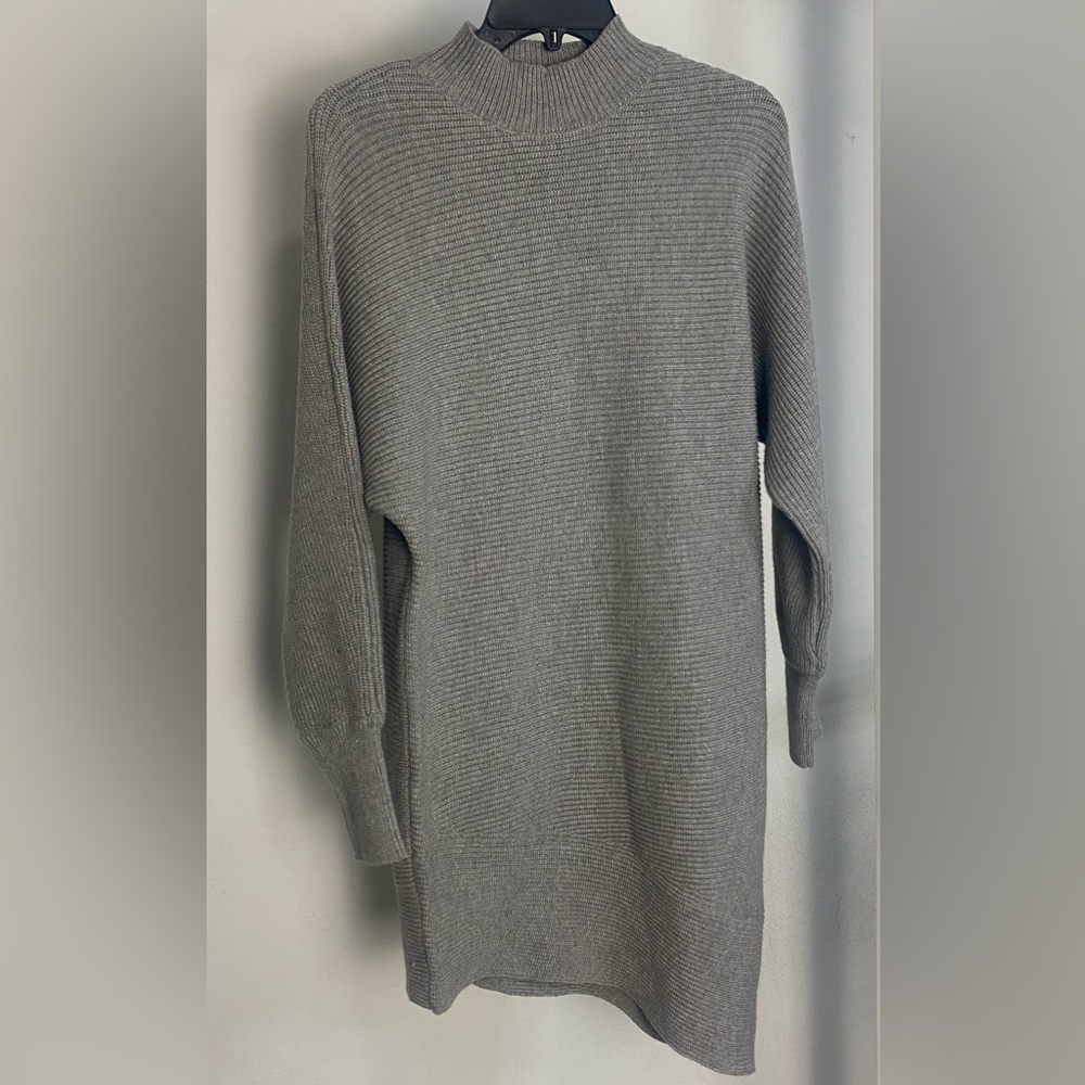 Black Tape_ Women’s Sz S Asymmetrical Sweater Dress Stone Grey